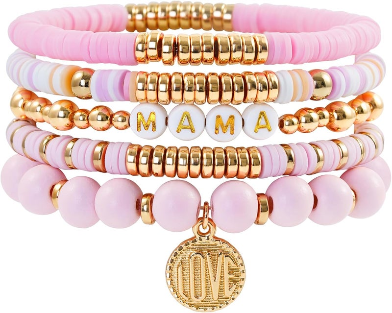 Aigrnc Boho Beaded Stretch Bracelets For Women Stackable Crystal Gold Plated Beaded Bracelets Set Trendy Handmade Friendship Braeclet Jewelry Gifts - Image 1